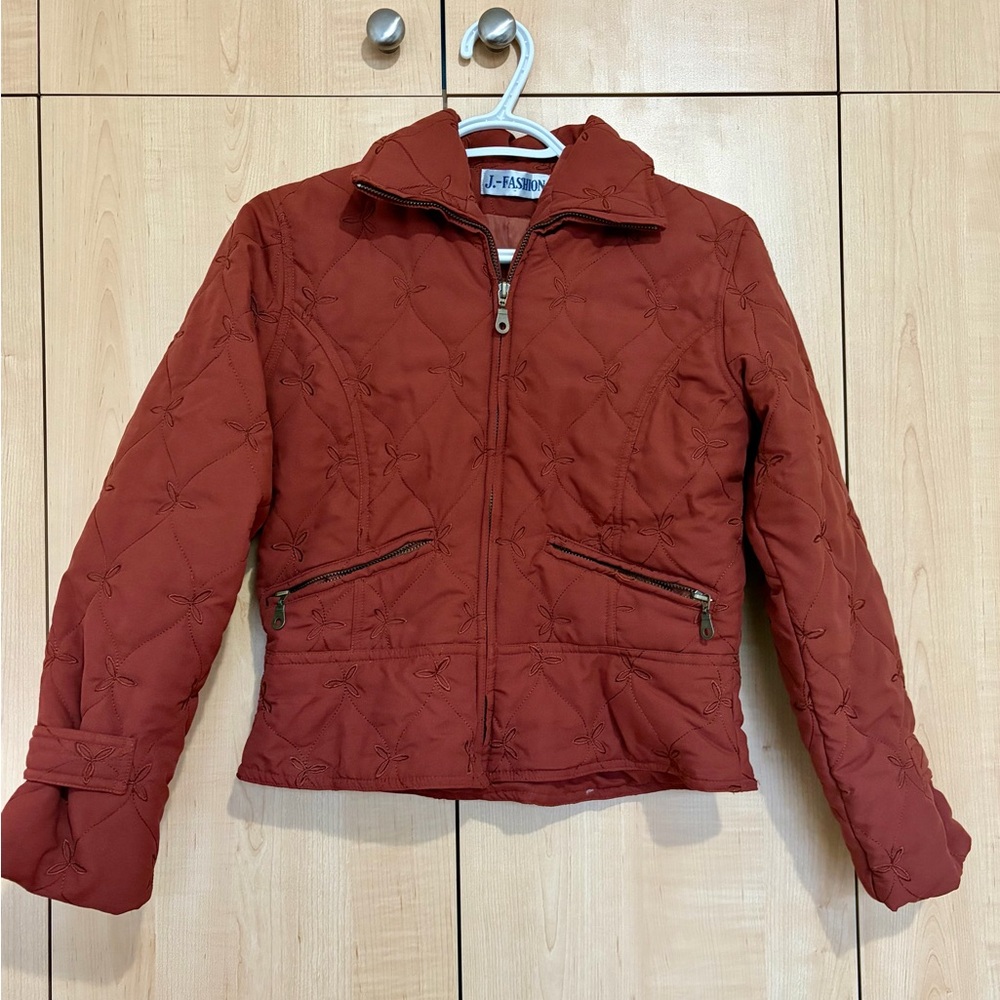J-Fashion Women's Quilted Rust Zip-Front light Jacket